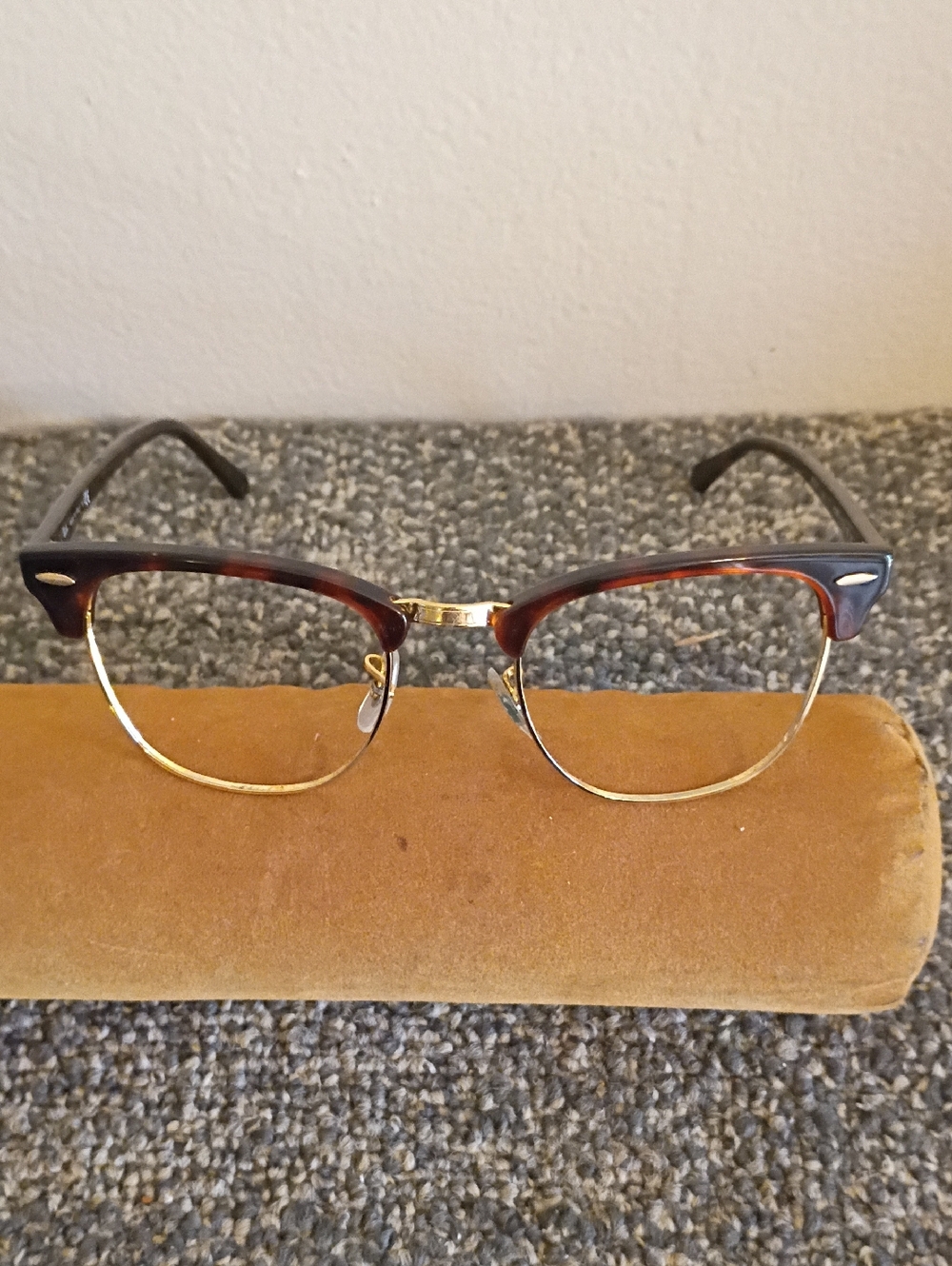 Ray-Ban Men's Semi-Rim Browline Glasses in Tortoise and Gold